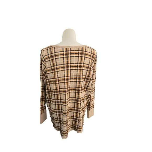 Terra & Sky Plaid Top Women 4X 28-30W Yellow Cotton NWOT - Picture 3 of 7